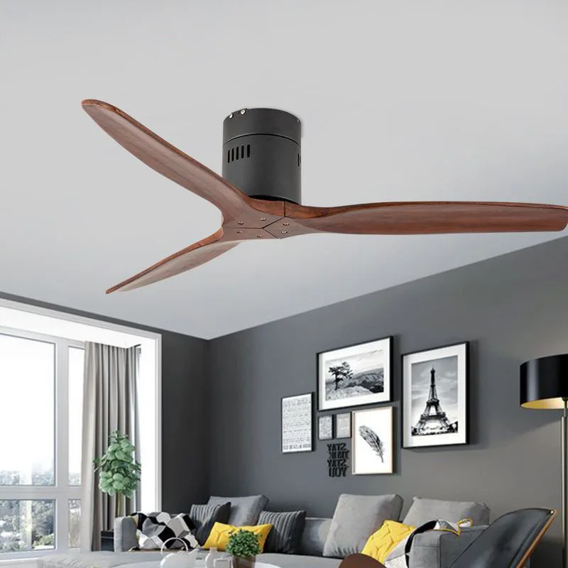 

52inch DC Ceiling Fan Industrial Vintage Wooden Blade with no light Remete Control Decorative Fans Ventilate