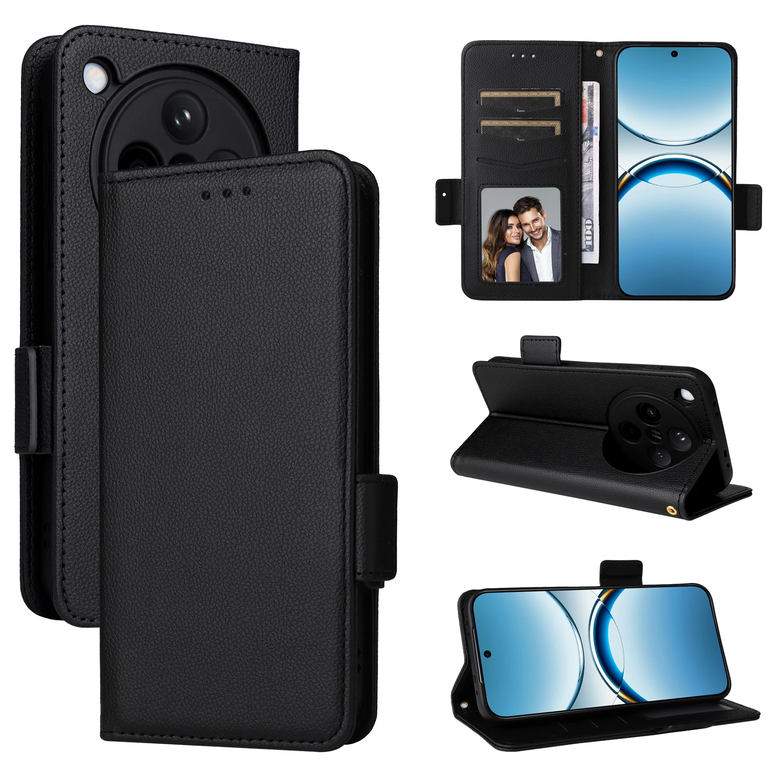 Чехол-кошелек с слотом для карт Oppo Find X8 Pro магнитная кнопка откидная кожаная