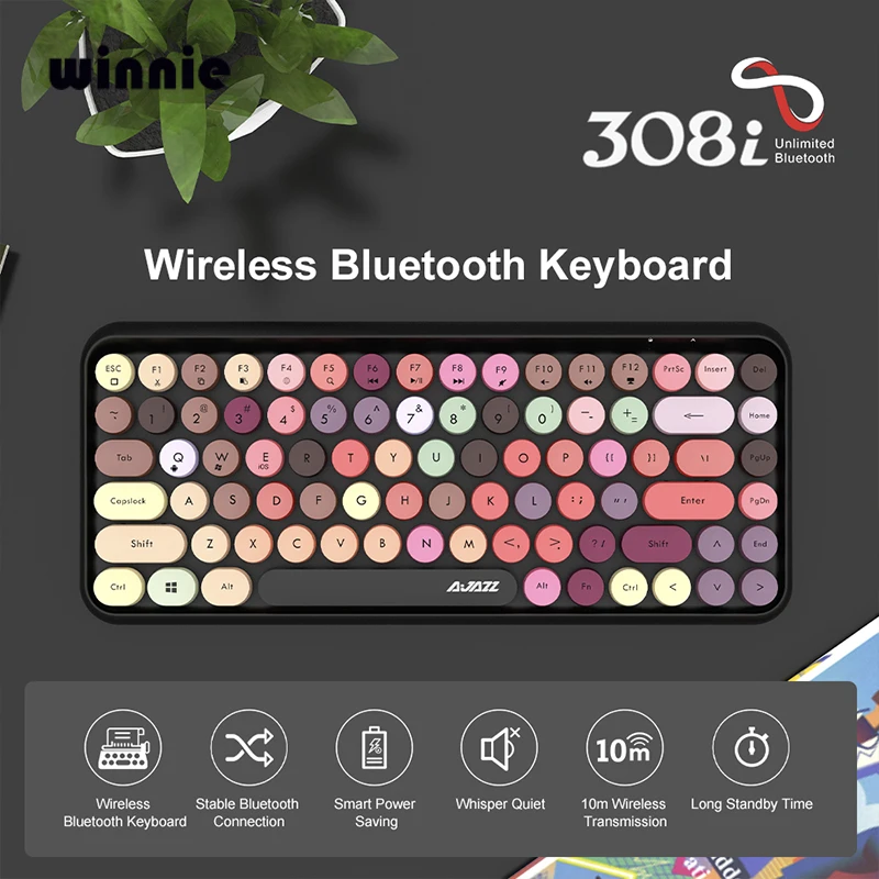 Клавиатура Ajazz 308i Механическая для геймеров, 84 клавиши, 2,4 ГГц, Bluetooth