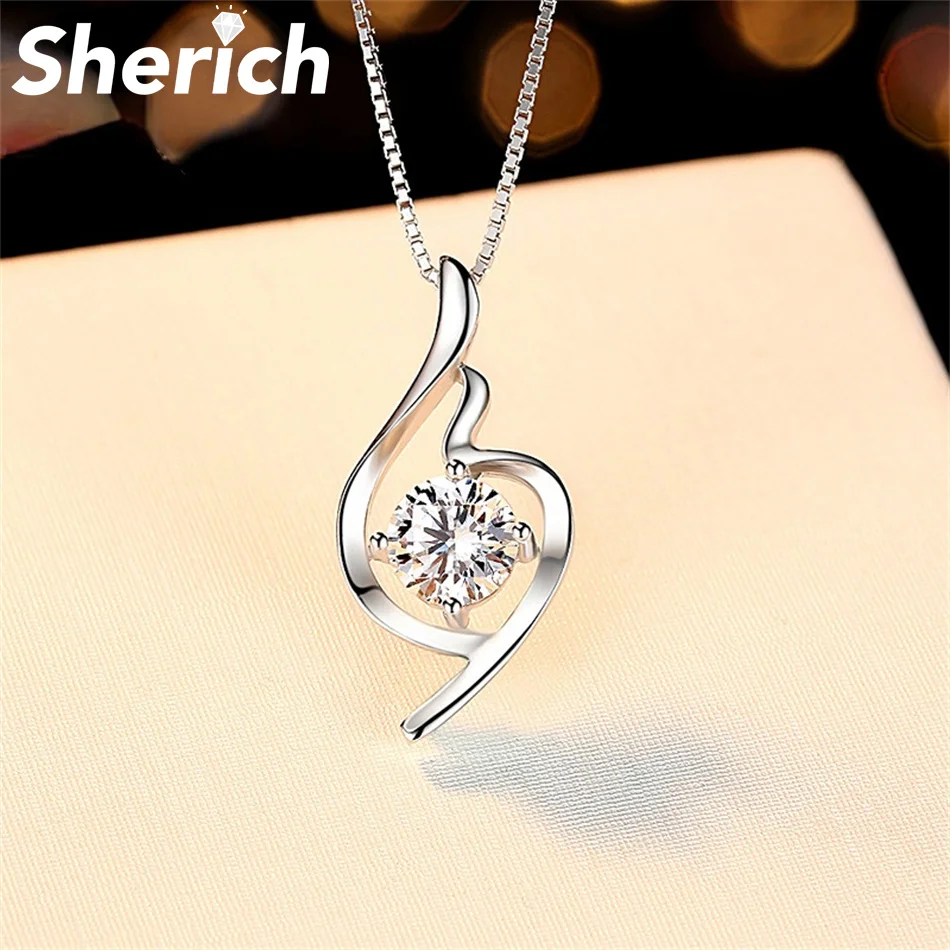 

Sherich Twisted Heart 1.5ct Moissanite Diamond 100% 925 Sterling Silver Versatile Fashion Pendant Necklace Women's Brand Jewelry