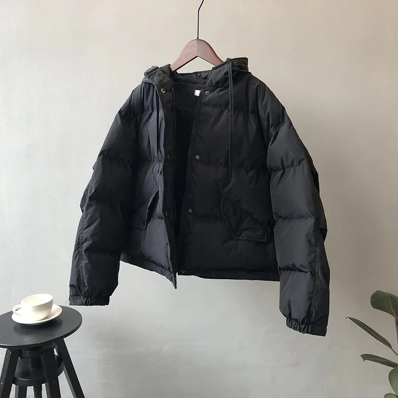 Parkas Woman 2022 New Winter Overcoat Female Basic Korean Style Black Hooded Women's Puffer Jacket Autumn Padded Coats Clothing