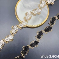 2 6cm wide exquisite white black polyester golden 3d flowers embroidery lace neckline trim headwear dress applique sewing decor