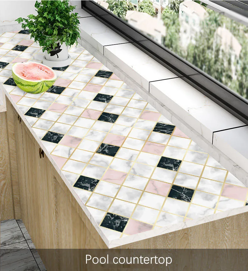 

Wallpaper Sticker Kitchen Home Cabinet Storage Vinyl Aluminum Membrane Waterproof Peel and Stick Wallpaper
