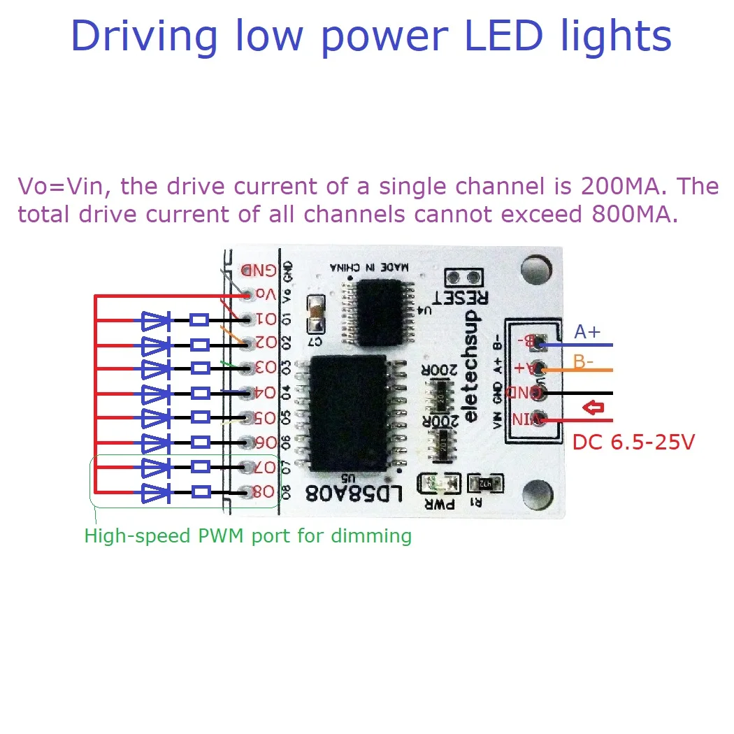 8-канальный RS485 Modbus RTU DO/PWM выход Многофункциональная плата драйвера MOS для