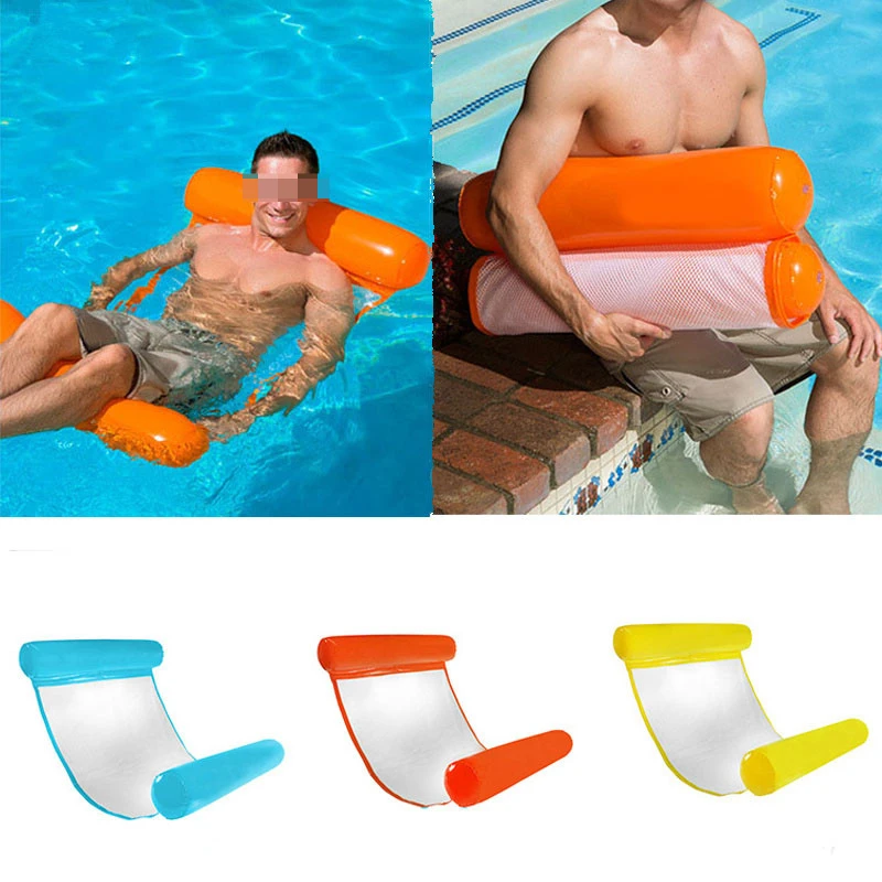 Foldable Inflatable Floating Row Chair Water Hammock Float Pool Lounge Bed Swimming Chair