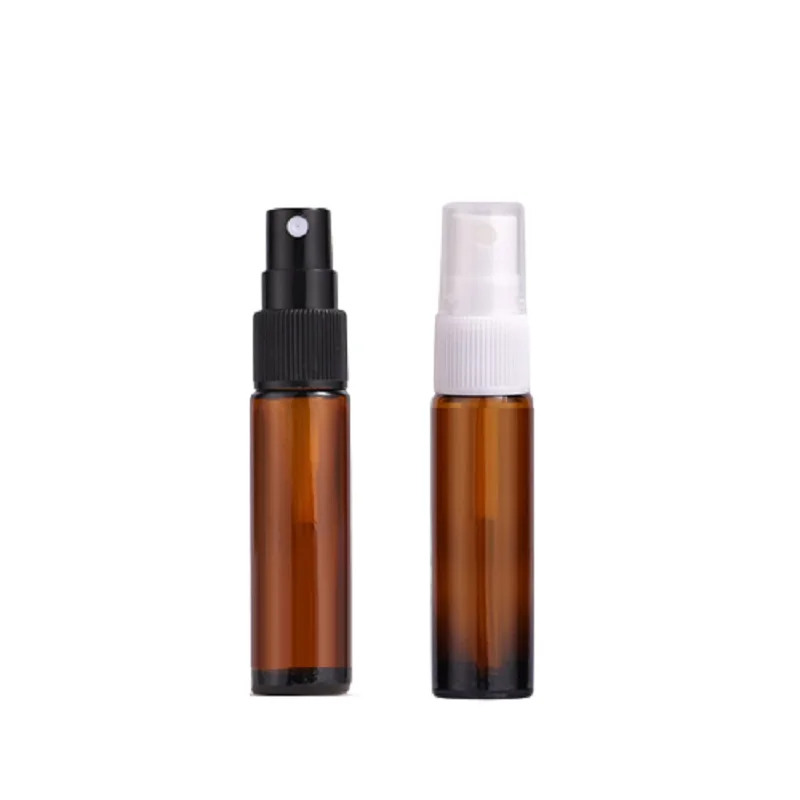 10ml Mini Portable Clear Brown Glass Perfume Empty Bottle Atomizer Liquid Container Plastic Spray Travel Refillable Bottle 50pcs