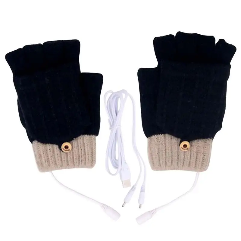 

Heated Fingerless Gloves Double Sided Heating Typing Gloves For Cold Hands Washable Warm Laptop Gloves Fingerless Knitting Hands