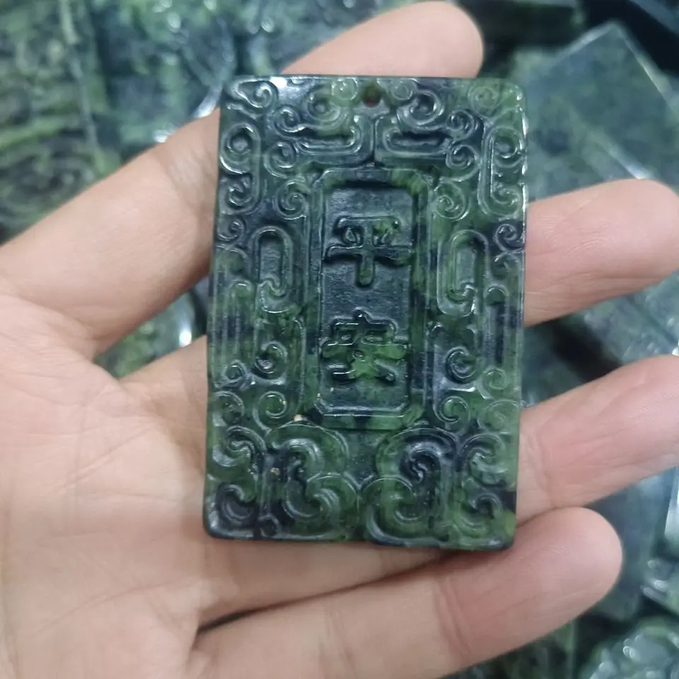 

Natural Tibetan Jade Medicine King Shi Ping 'an No-matter PendantCar Hanging Antique Dragon and Phoenix Pendant ForMen and Women