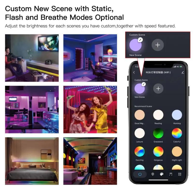 

Music Sync Smart Lamp Dc 12v Smart Life App Control Led Light Strip Dimmable Rgb Strip Light Smart Home Voice Control