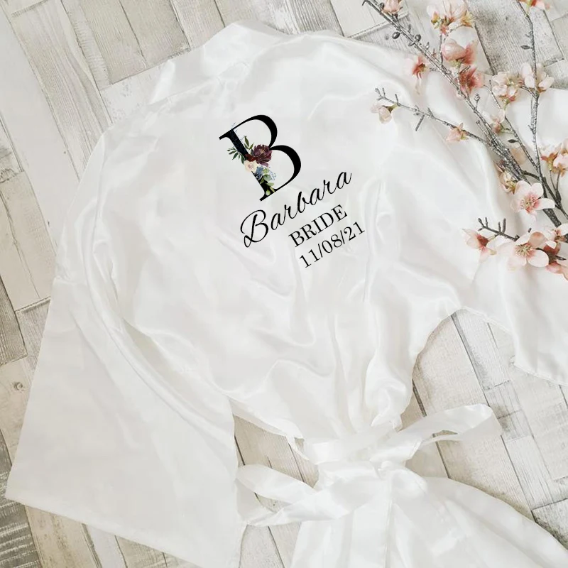 Personalised Custom Name Satin Robe Pajamas  Wedding Bridesmaid Gifts Bridal Party Robes Wedding Satin Dressing Gown