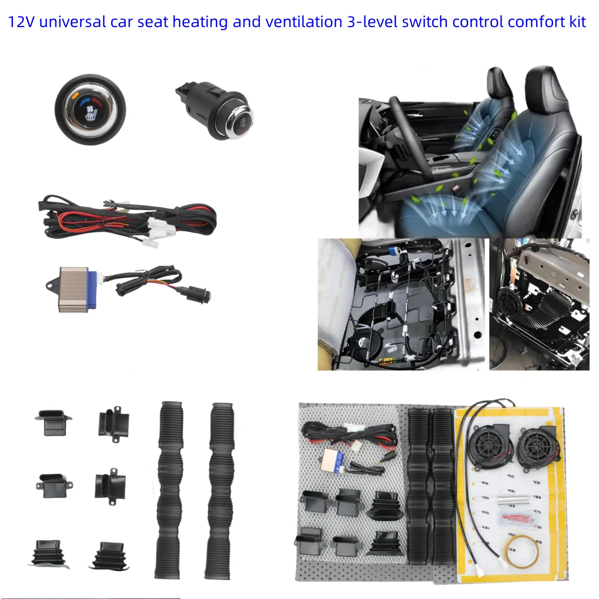 

Универсальная система вентиляции и обогрева автомобильных сидений 12 В с 2 воздуходувками, бесшумным вентилятором, зима-лето, удобная встроенная подушка