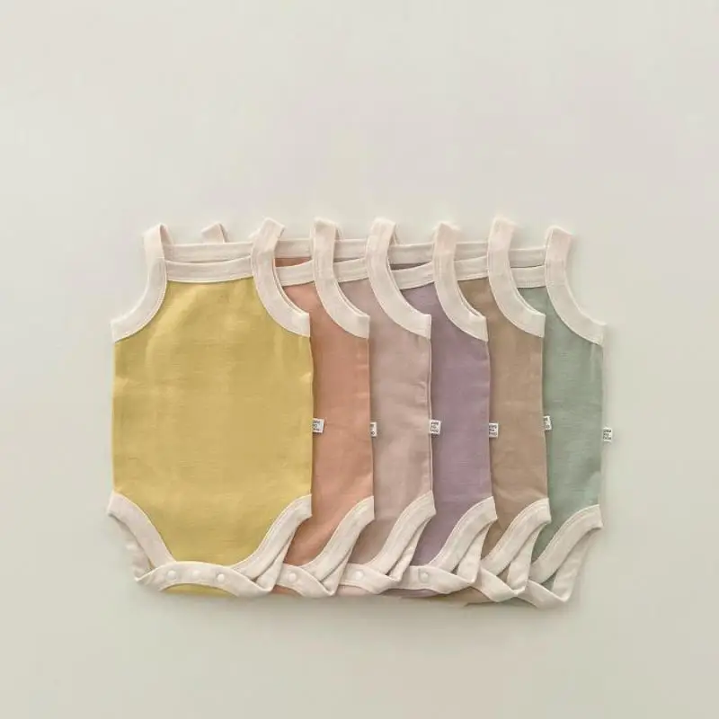 

2023 Summer New Baby Sleeveless Sing Bodysuit Cotton Newborn Infant Girl Cotton Jumpsuit Toddler Casual Vest Clothes