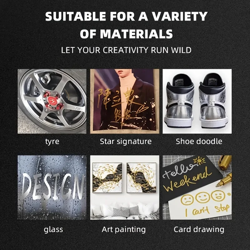 1/6 шт. водостойкий маркер для перманентной краски золотые и серебряные чернила