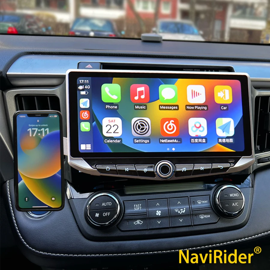 

10.88" Qled Screen Android Video Player Carplay for Toyota RAV4 2005 - 2013 Type-C Charging Mobile holder GPS Multimedia Stereo