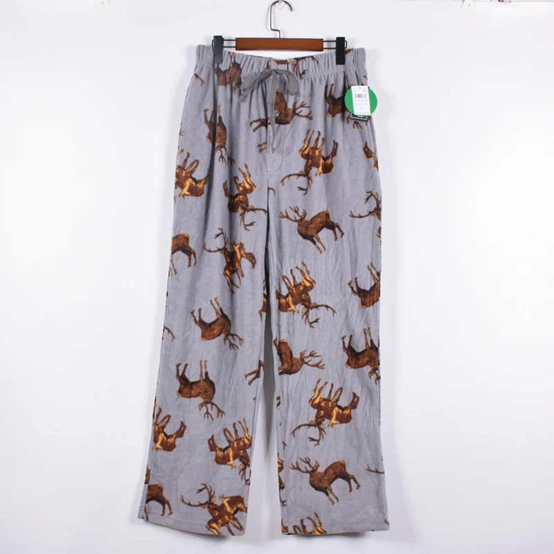 Spring Autumn Winter Men Pajama Pants Fleece Cartoon Plaid Soft And Comfortable Pocket Trousers underwear mens lounge wear