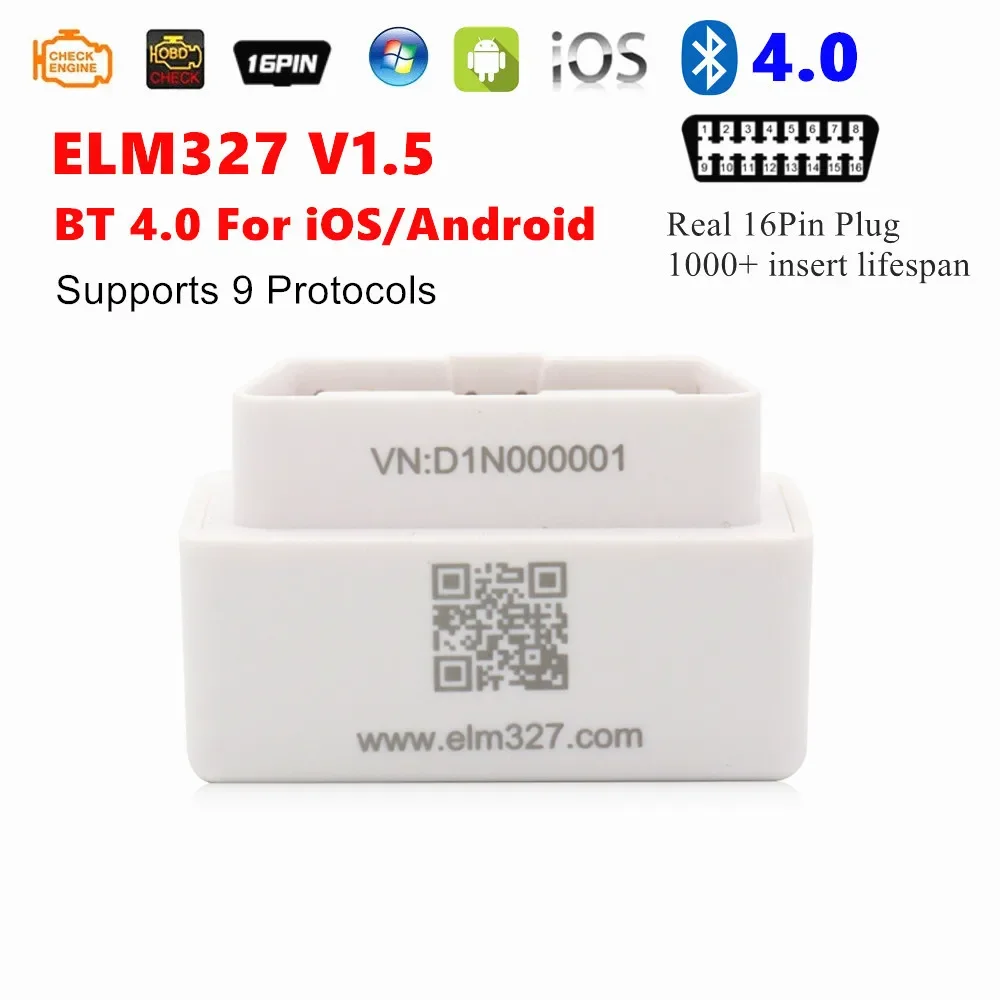 

ELM327 V1.5 Bluetooth BT 4.0 OBD2 Диагностический Интерфейс Считыватель Кодов Для IOS Android Windows С Новым Чипом CAN