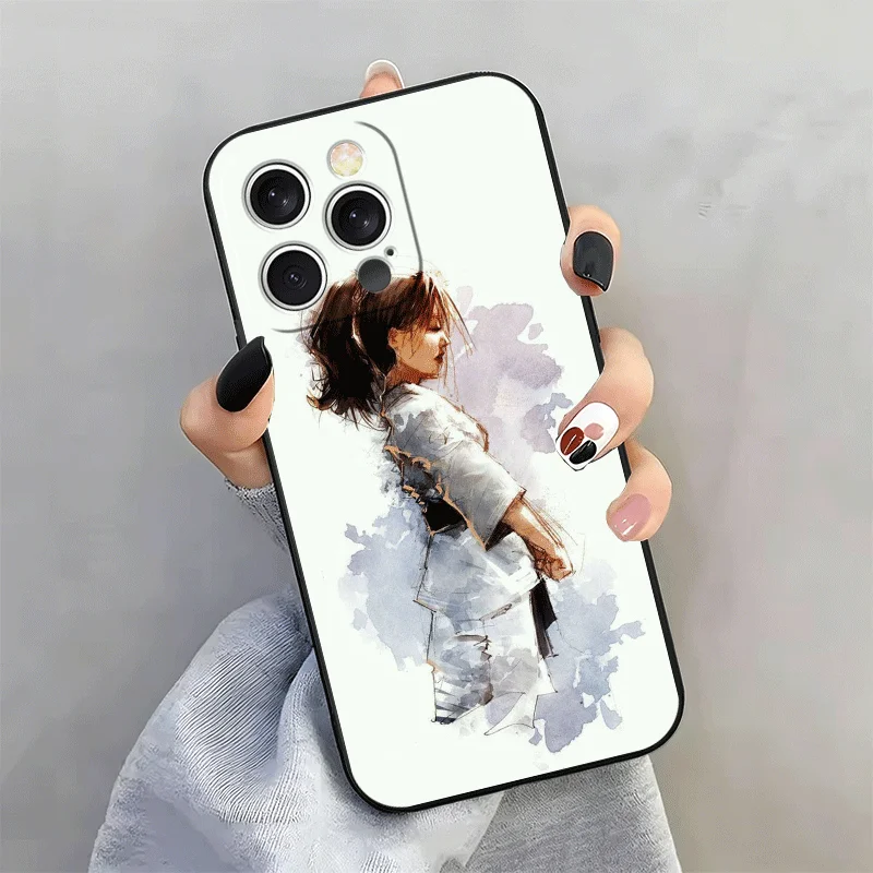 Фото Мягкий силиконовый чехол для iPhone 15 16 17 Pro Max с дизайном Тхэквондо и Кунг-фу, для моделей 17E 16E 14 Plus 13 Mini 12 11 Air 7 SE 8 №3