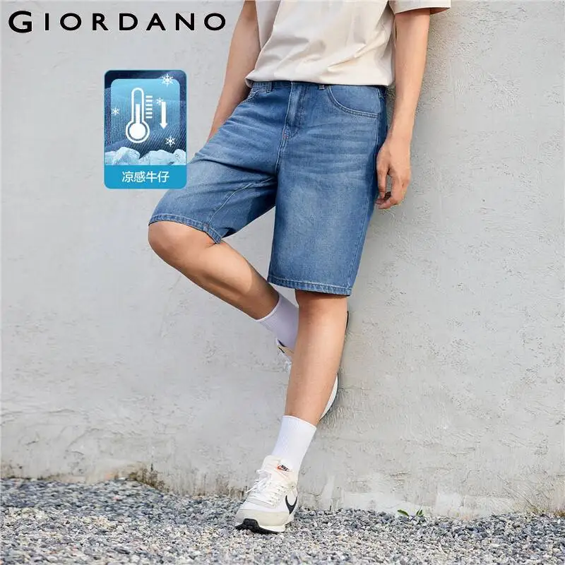 

Шорты Giordano мужские джинсовые со средней посадкой, высокотехнологичные повседневные Летние штаны из денима со множеством карманов, Ice Oxygen, 01102311