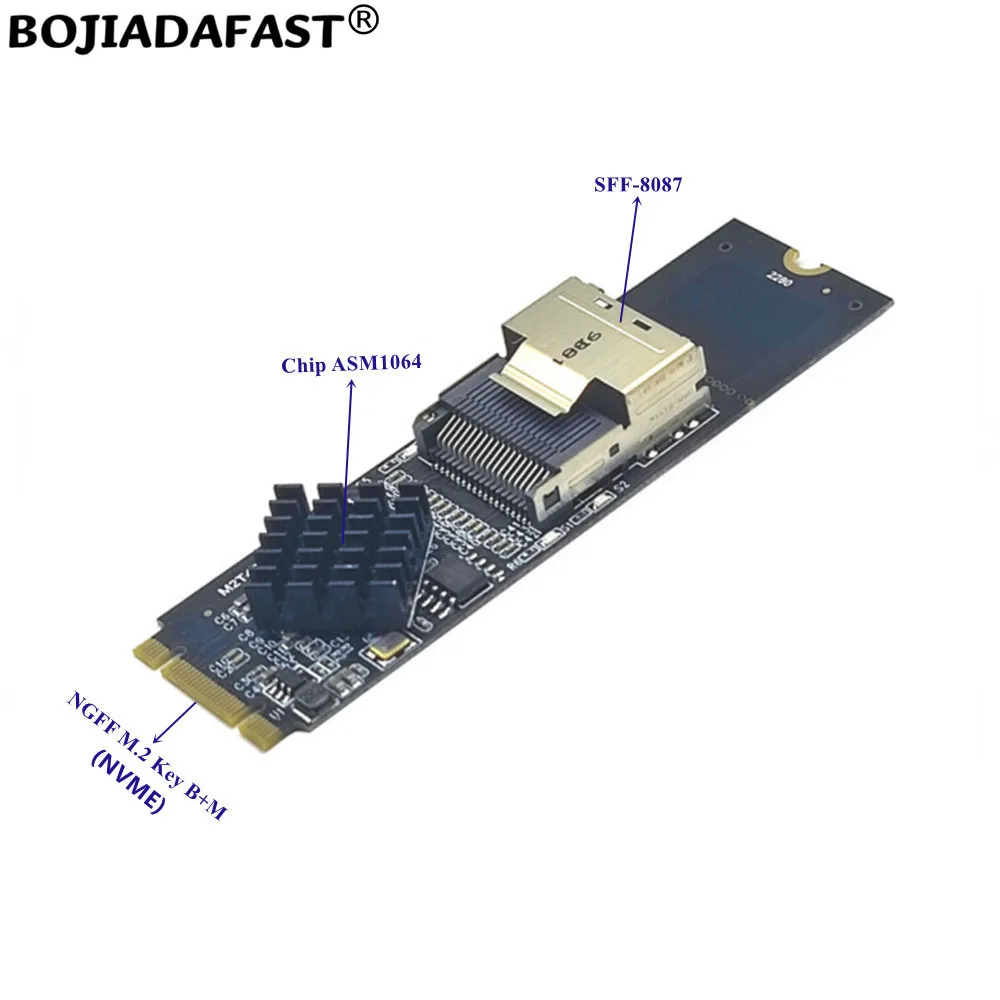 

Mini SAS 36PIN SFF-8087 Connector to NGFF M.2 Key M/B+M NVME Interface Adapter Controller Card