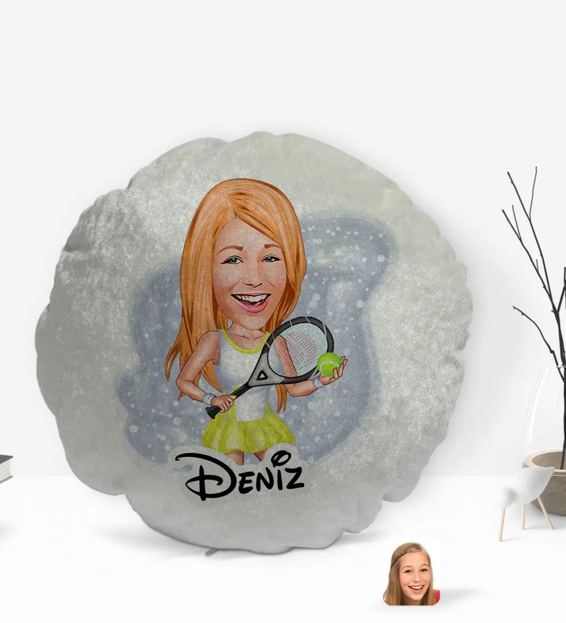 

Персонализированная Женская теннисная игрушка, карикатура о круглой декоративной подушке, украшение yastekk-2