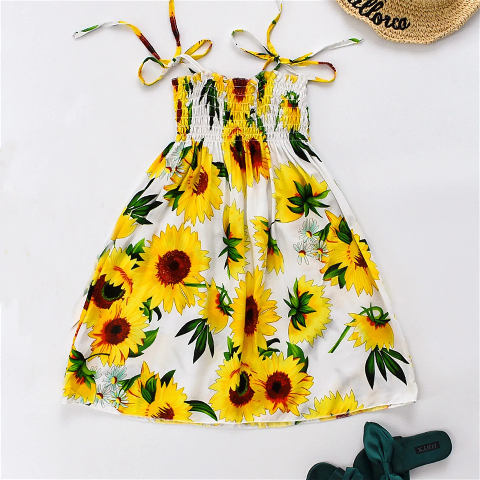 

Детское платье без рукавов, с цветочным принтом