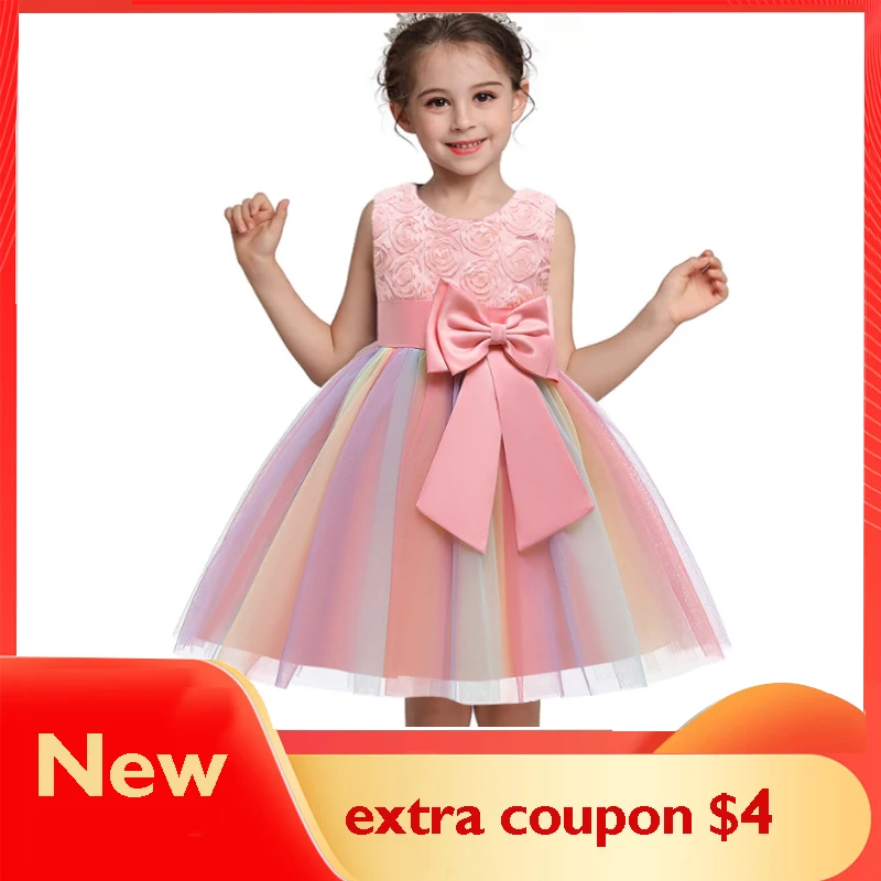 

New Summer Baby Princess Dress For Girl Flower Lace Cotton Kids Evening Vestidos Birthday Halloween Party Wedding Clothing 3-10Y