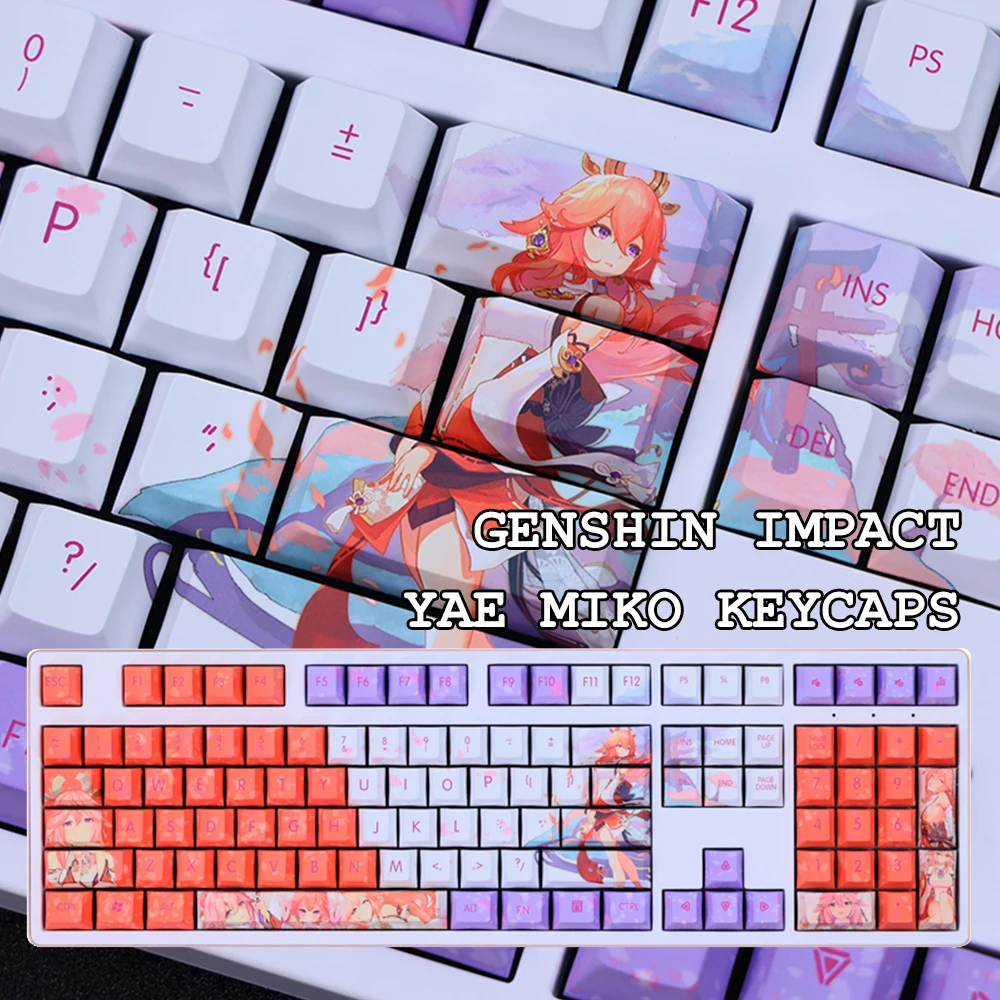 

Клавиатура с новым дизайном Genshin Impact Keycap, украшение для клавиатуры, игровой персонаж Beauty Yae Miko Keycaps, аксессуары для аниме PBT Cosplay Keycap