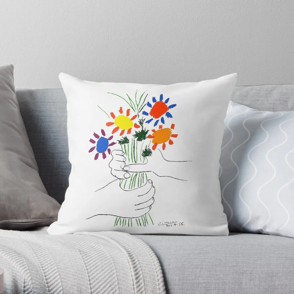

Pablo Picasso Bouquet Of Peace 1958 Flowers Bouquet With Hands Throw Pillow