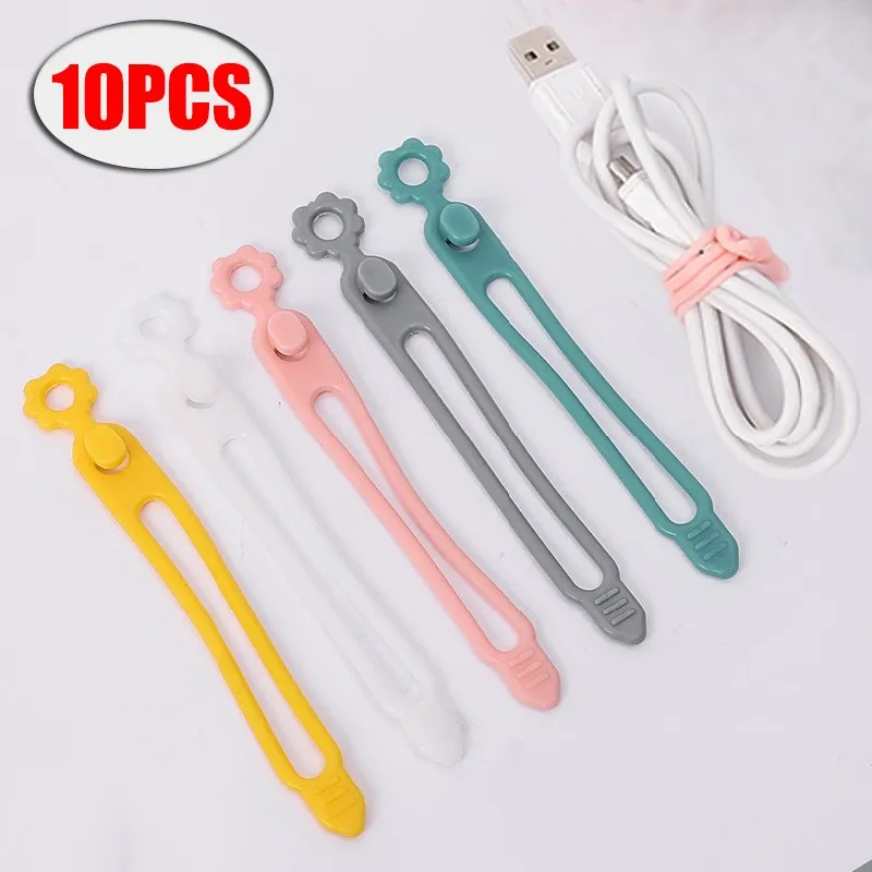 

1/5pcs Silicone Cable Ties Flower Shape Earphone Charger Cord Cable Winder Data Line Organizer Desk Tidy Management Belt Ties