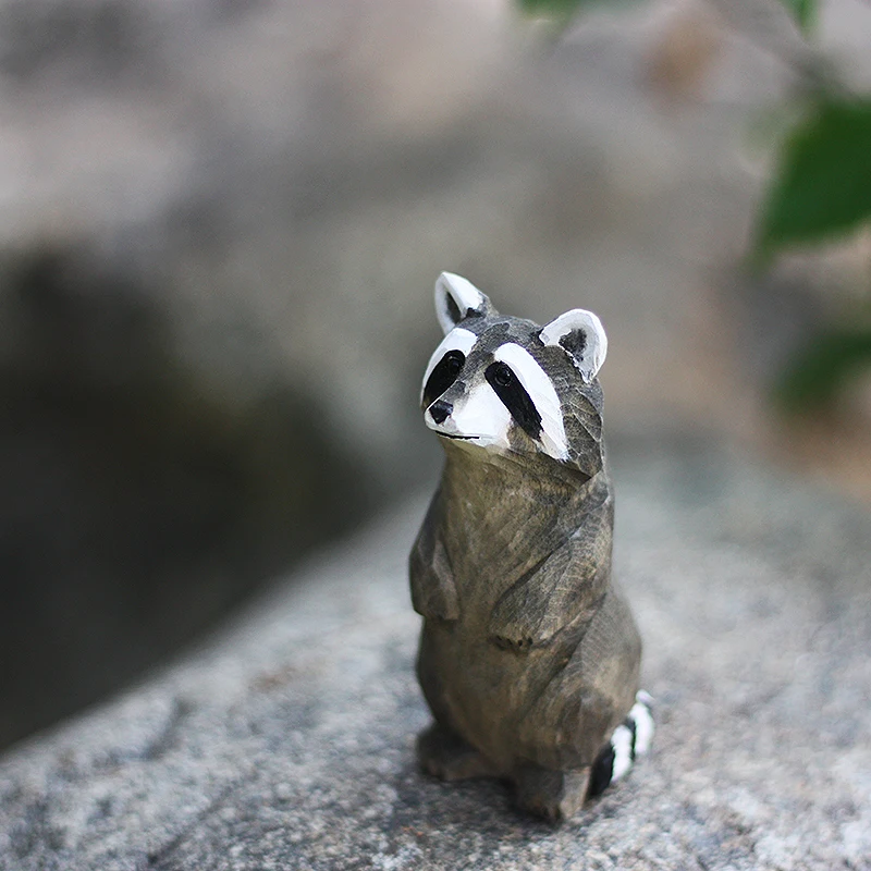 Деревянное украшение в виде маленького енота статуя ручной работы украшения