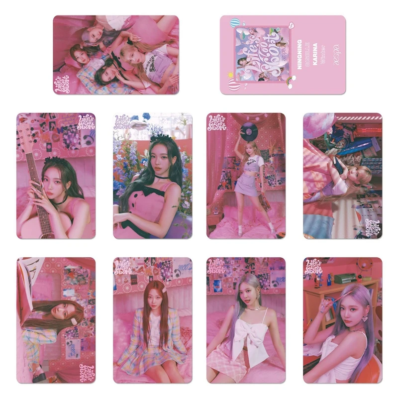 

9Pcs/Set Kpop Aespa Life’S Too Short Concept Photocards New Album Self Made HD Lomo Card Signature Card For Fans Collection Gift