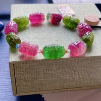 natural red green tourmaline clear barrel beads bracelet 1610mm colorful rainbow tourmaline women men jewelry aaaaaaa