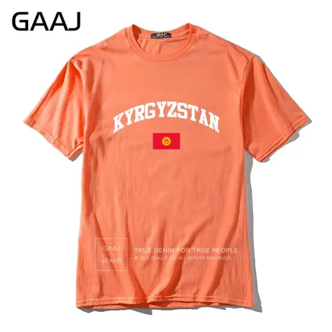 Мужская футболка с принтом флага Киргизии GAAJ, мужские футболки с принтом, 100% хлопок, Высококачественная Мужская одежда, повседневная футболка с круглым вырезом # KS63I