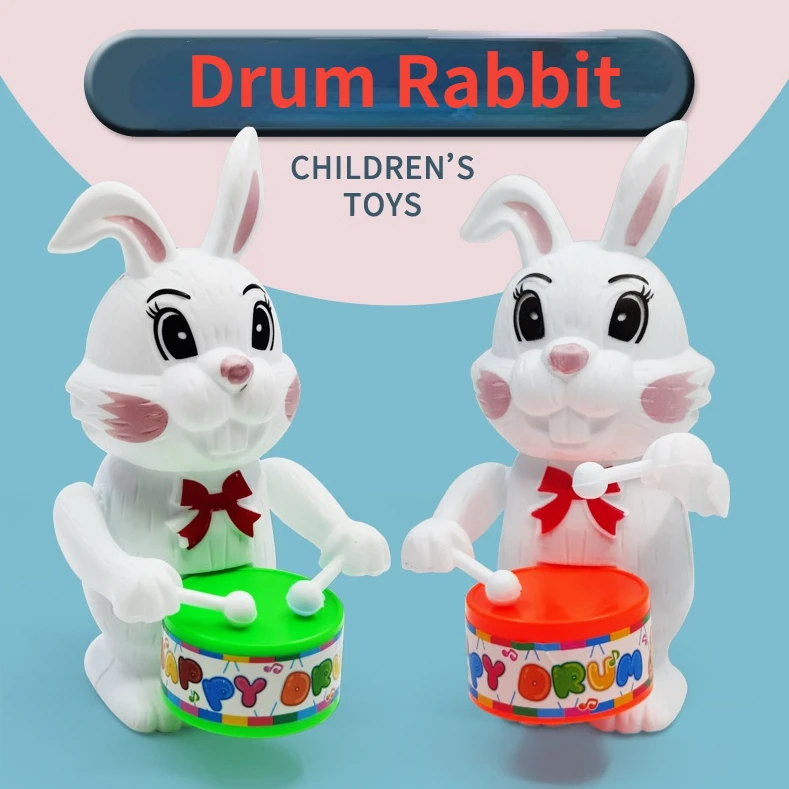 

Cartton Rabbit Drumming Clockwork Wind-Up Toys for Children Funny Game Educational Baby Birthday Surprises Children's Day