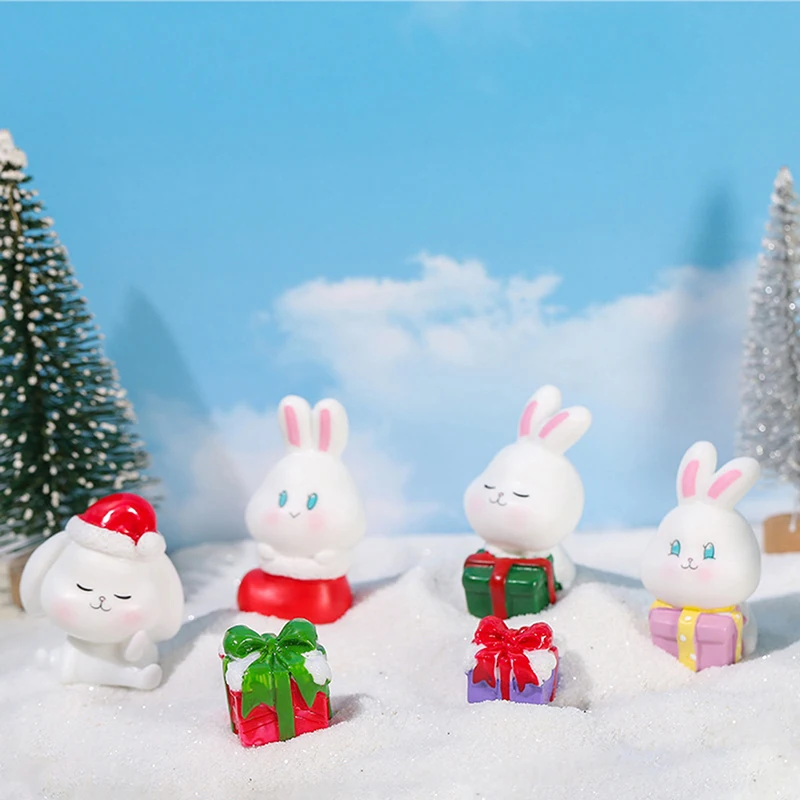 

Миниатюрная фигурка снежного кролика, миниатюрное украшение в виде мультяшного кролика, домашний декор, кавайное украшение для комнаты с животными, аксессуары для стола