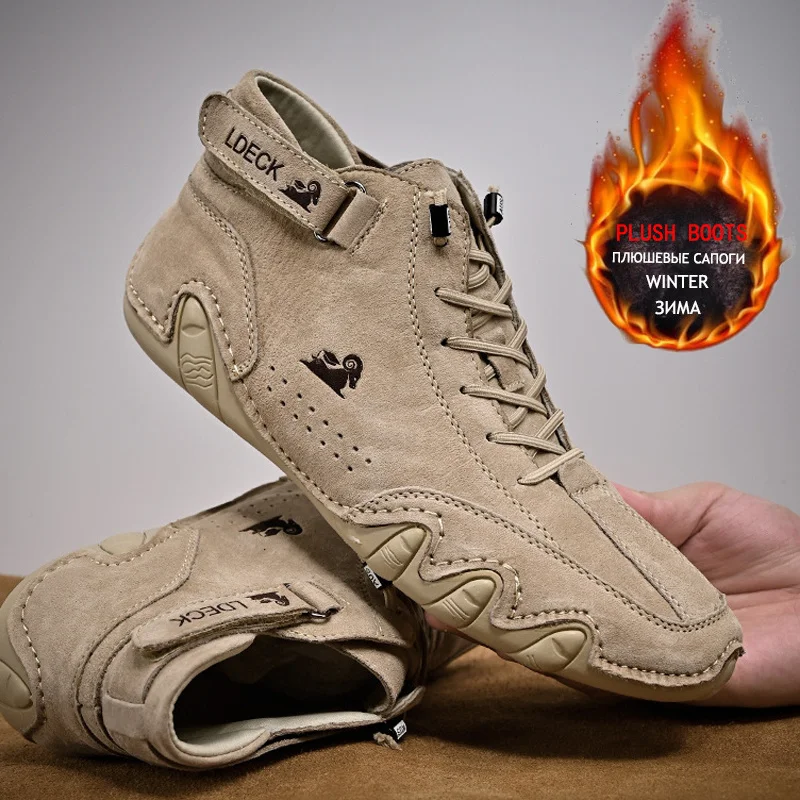 Мужские кроссовки, новинка 2023, повседневная обувь, мужские высокие кроссовки, зимние теплые дизайнерские модные лоферы на меху, мужская обувь на шнуровке