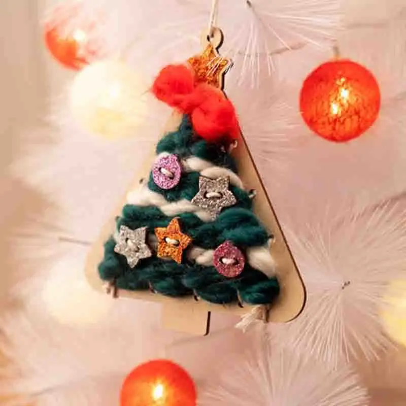 Baby DIY Winding Painting Toy Christmas Tree Decoration Pendant for Children's DIY Handmade Toy Material Christmas Craft Kits