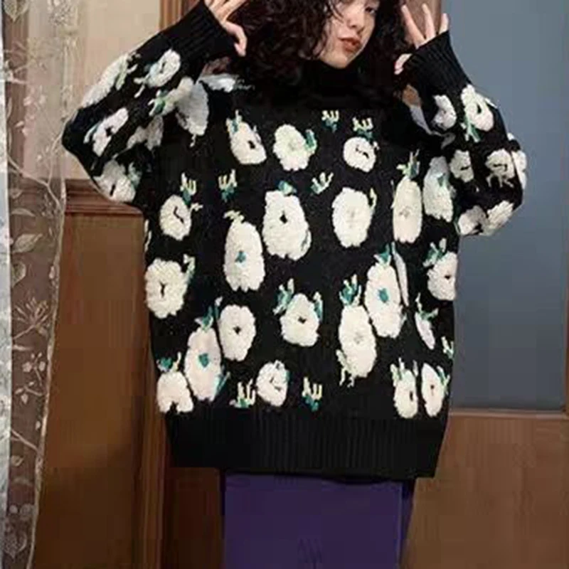 Осень/зима 2023 четыре сезона зеленый простой корейский свитер с высоким