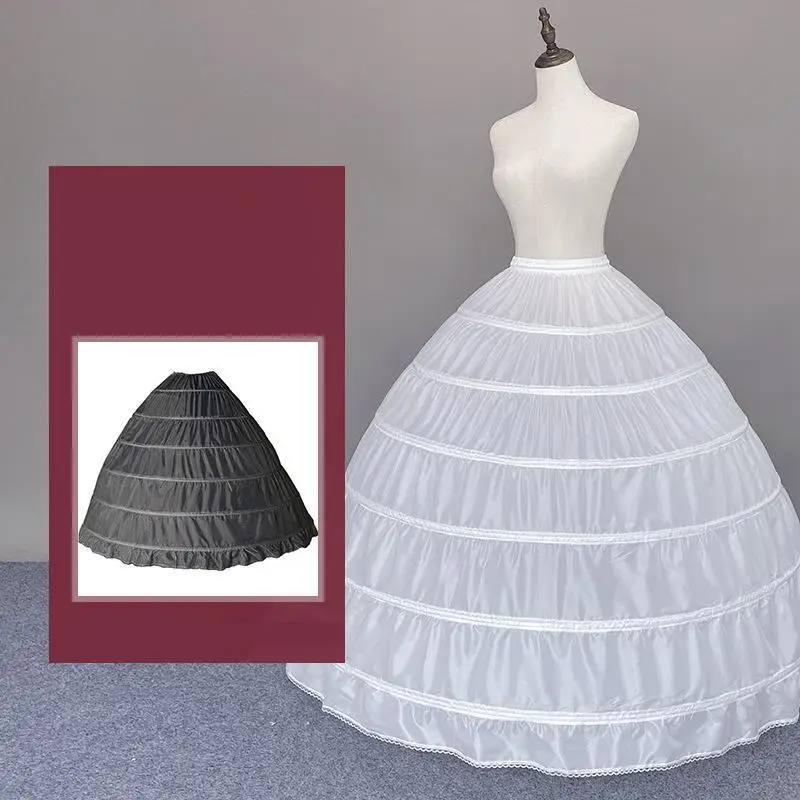 

2023 New Fashion 6 Rings Long Big Petticoat Puffy Underskirt Available In Black And White Wedding Dress Underskirts