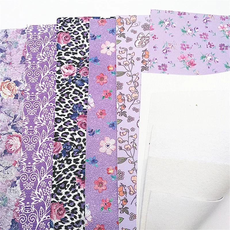 Лиловая синтетическая кожа ткань листы цветы леопард искусственная для поделок