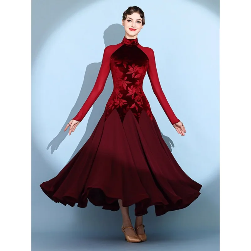 Платье для современных танцев с бархатным принтом модель 2124 года стандартное