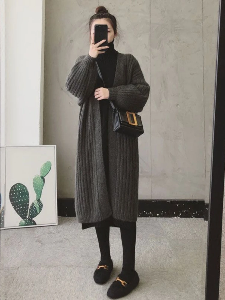 

Cardigan Cardigan Women Oversized Cardigan New Female Tide Medium Length Knit Cardigan Sweater Lazy Lax Long Sleeves Leisure