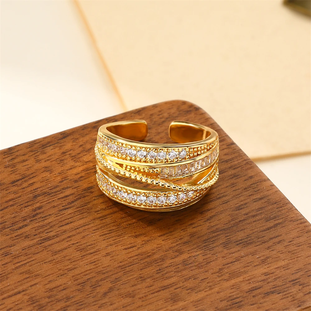 Изящные кольца с фианитом для женщин элегантные многослойные бриллиантовые