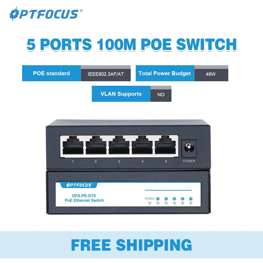 Коммутатор 100 м 4 порта + 1 uplink rj45 POE коммутатор для сети видеонаблюдения