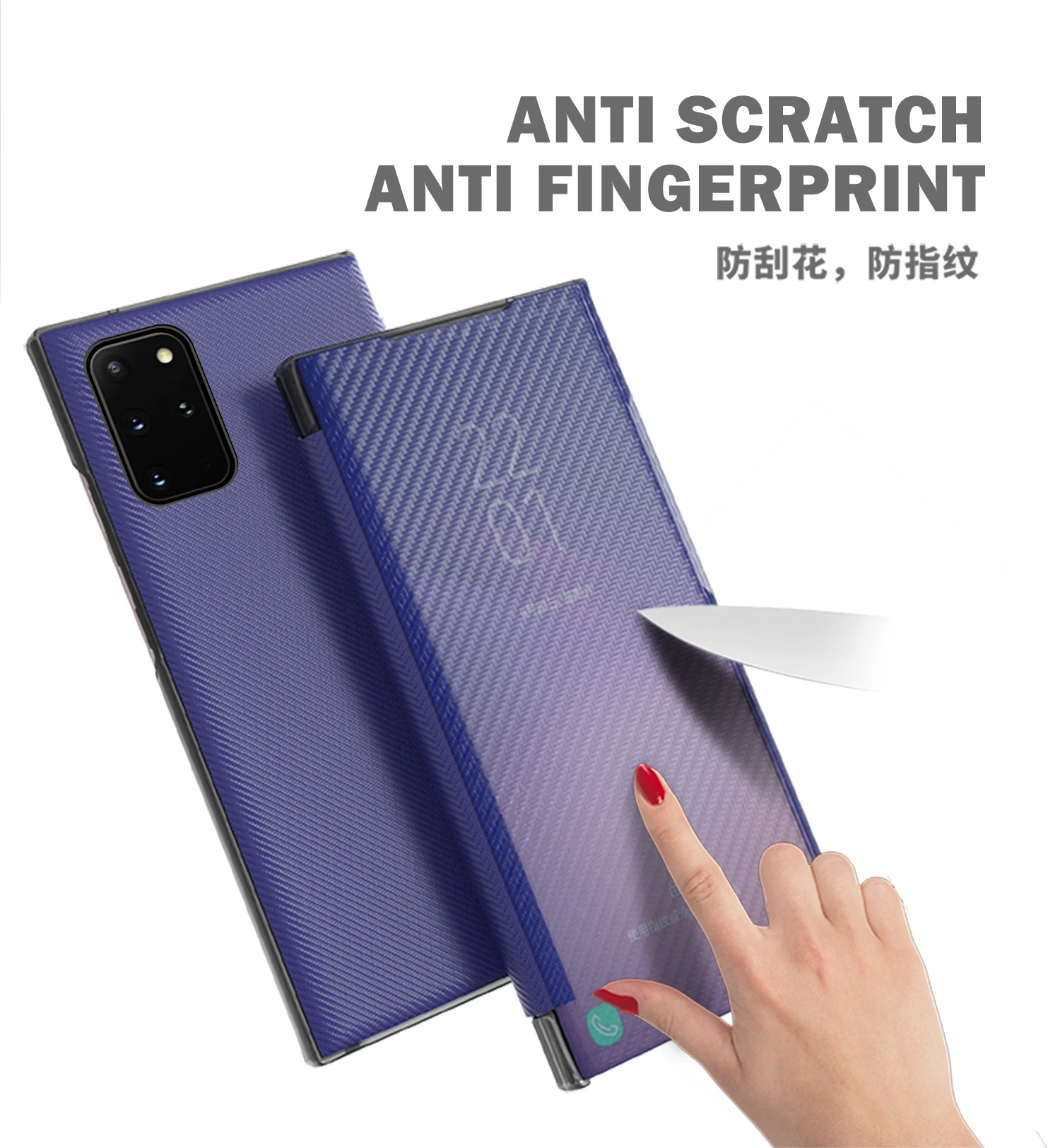 Smart Mirror Flip Case For Samsung Galaxy S22 S21 S20 FE S10 S9 S8 Plus Note 9 20 Ultra A51 A71 A12 Carbon Leather |