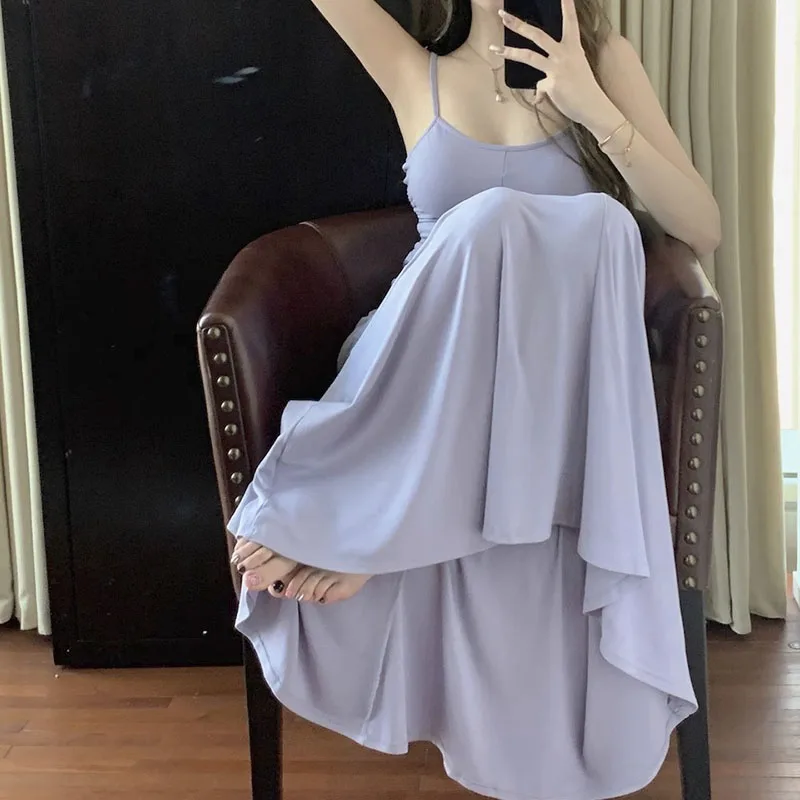 

Solid Color Slip Dress For Women's Summer 2023 New Sleeveless Waist Midi Dress Party Dresses