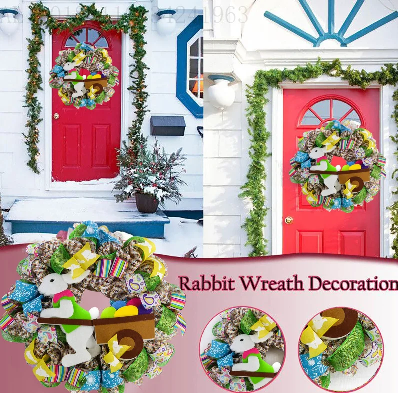 

Easter Bunny Decoration Gate Flower Ring Day Party Farmhouse Garden Arrangement Props