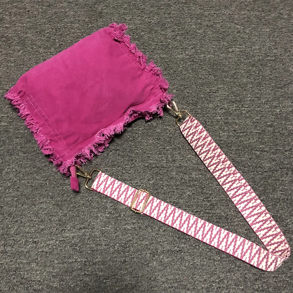 Beach Canvas Fringe Crossbody Bags with Adjustable Strap Summer Pool Shoulder Bags For Summer Fringe Zipper Crossbody Bag Domil