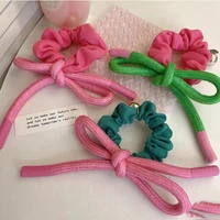 sweet women solid candy color rope bow elastic hair rubber bands bowknot hair ties for girls ponytail holder hair accessories