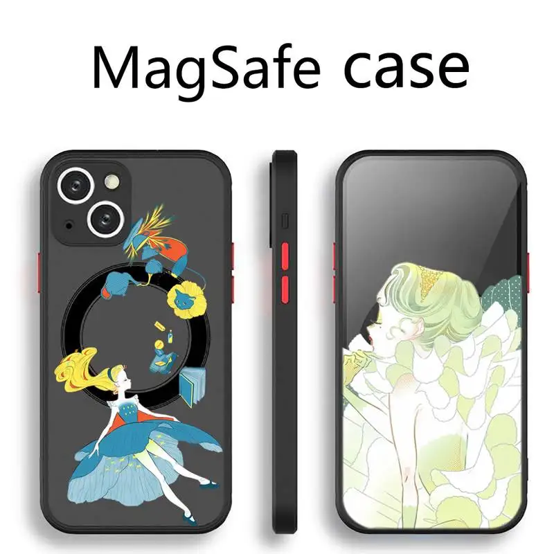 

Flower Fairy Illustration art girl Phone Case Transparent Magsafe Magnetic Magnet For iPhone 13 12 11 Pro Max Mini